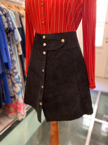 Minigonna 70s camoscio nero
