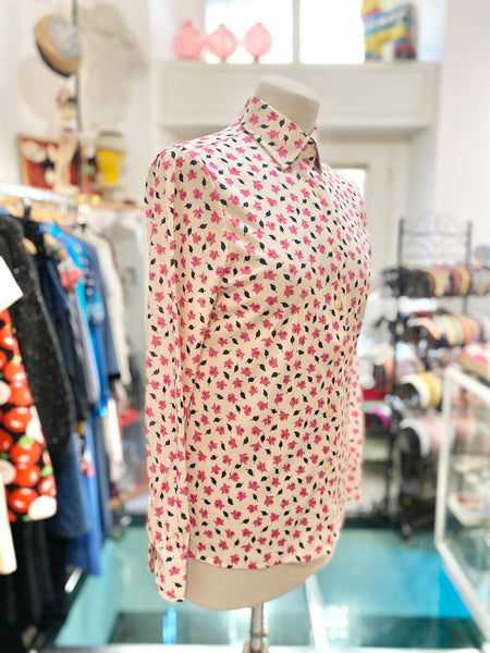 Camicia 70s foglioline fuxia