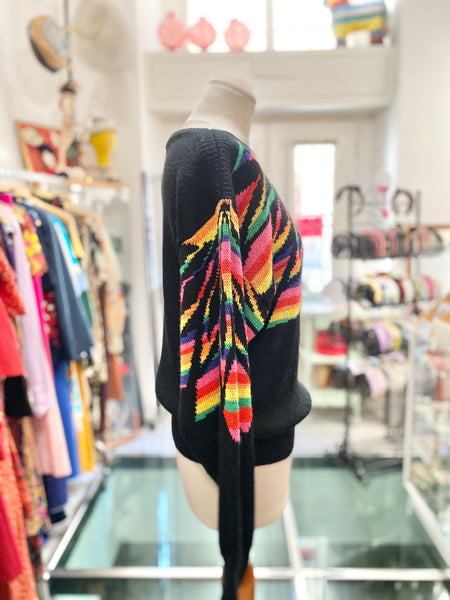 Maglione 80s nero e arcobaleno