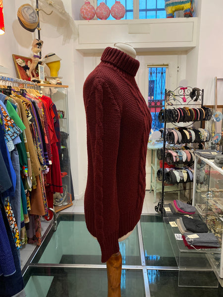 Maglione bordeaux trecce