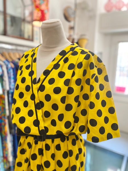 Abito giallo pois nero