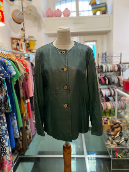 Giacca pelle verde 80s