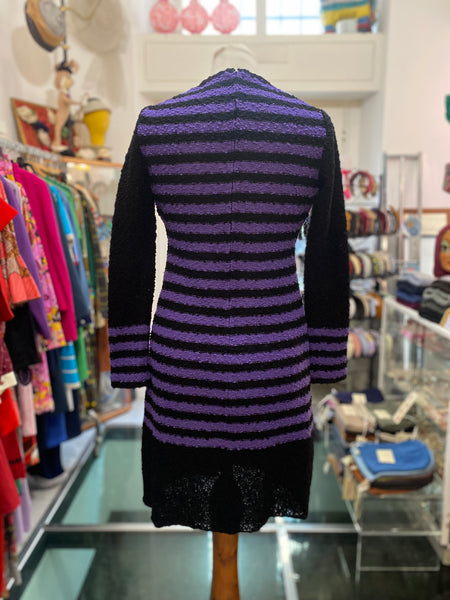 Abito 60s righe viola e nero