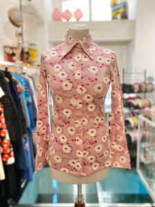 Camicia 70s fiori rosa