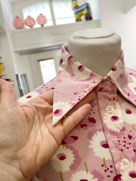 Camicia 70s fiori rosa