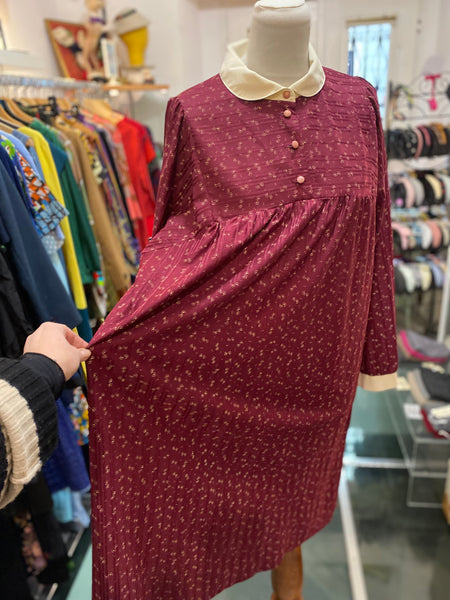 Abito 80s bordeaux colletto