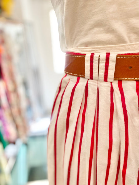 Pantaloni righe bianco rosso