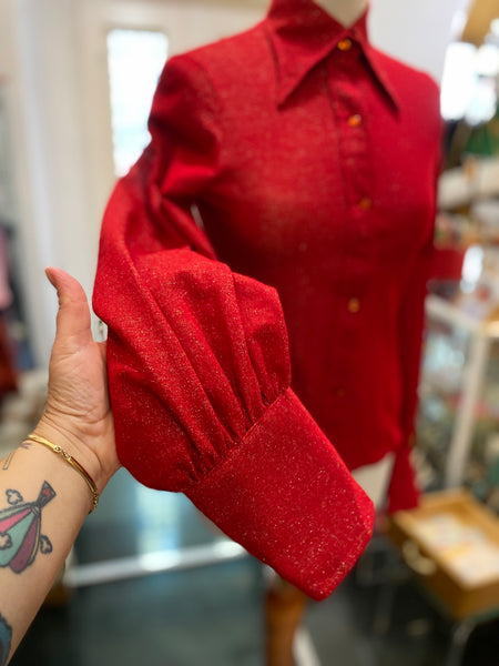 Camicia 70s lurex rosso