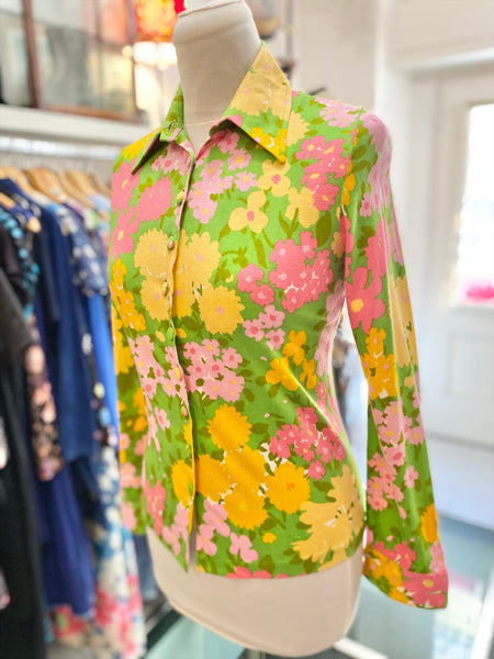 Camicia 70s maglina fiori