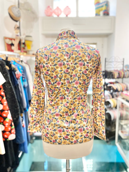 Camicia 70s fiori gialli