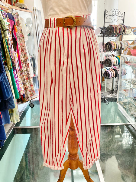 Pantaloni righe bianco rosso