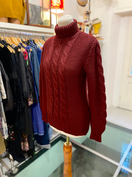 Maglione bordeaux trecce