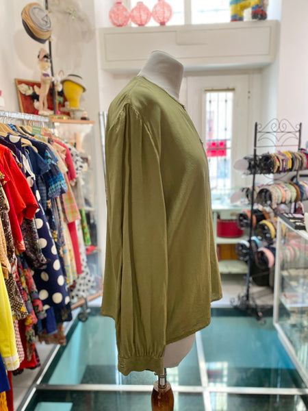 Camicia seta verde oliva