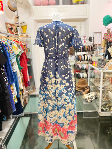 Abito 70s lungo a fiori