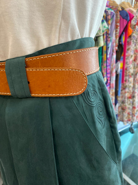Pantaloni seta lavata verde bosco