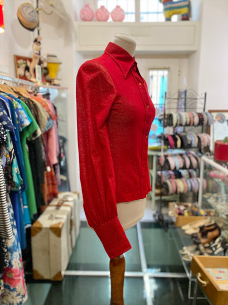 Camicia 70s lurex rosso