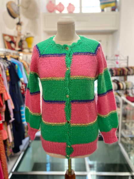 Cardigan fuxia verde