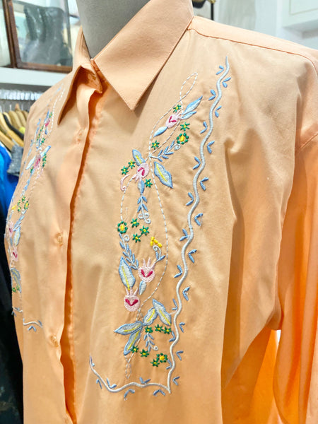 Camicia albicocca con ricamo