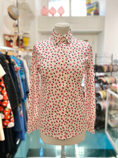 Camicia 70s foglioline fuxia