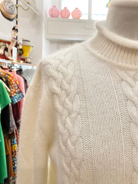 Maglione bianco misto angora