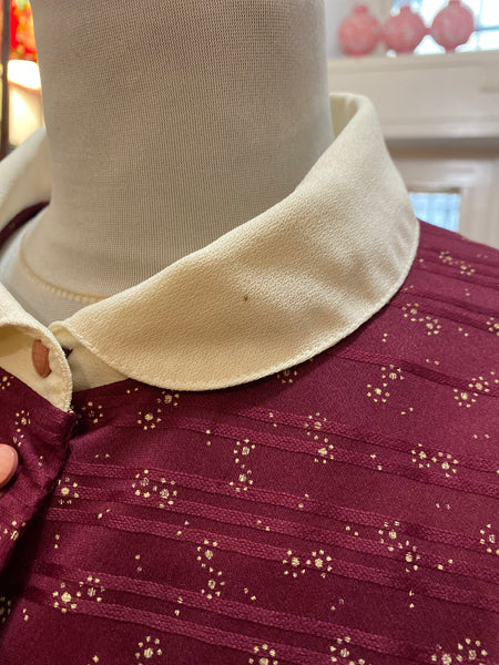 Abito 80s bordeaux colletto