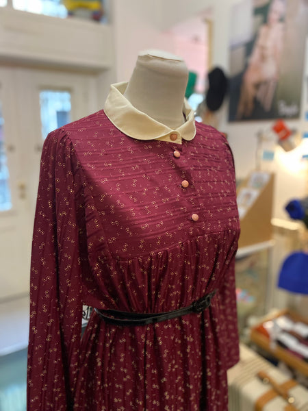 Abito 80s bordeaux colletto