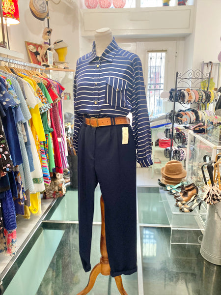 Pantaloni 80s blu pences