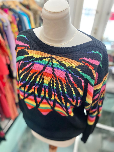 Maglione 80s nero e arcobaleno