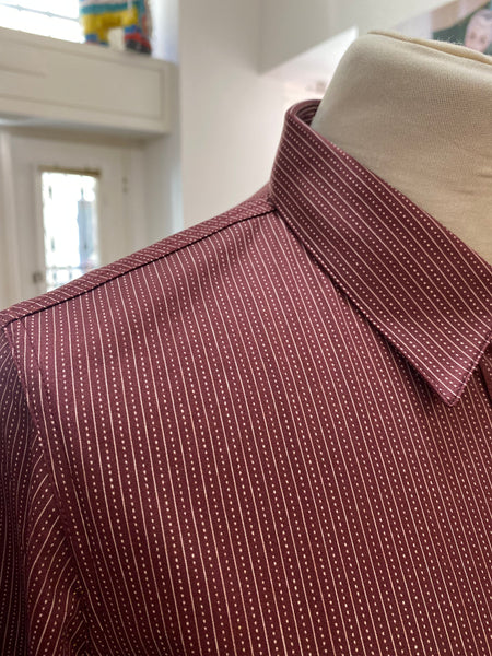 Camicia 70s bordeaux pallini bianco