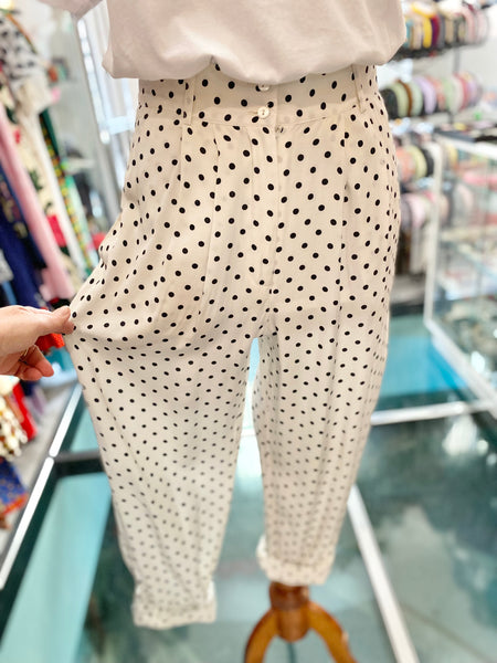 Pantaloni 80s bianco pois nero
