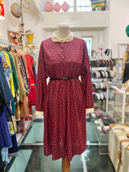 Abito 80s bordeaux colletto