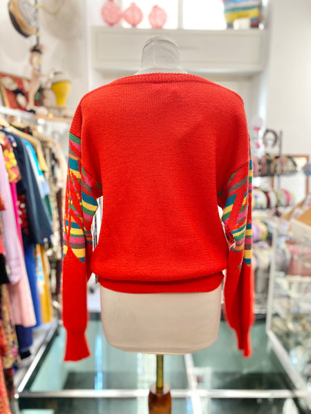 Maglione 80s rosso e arcobaleno