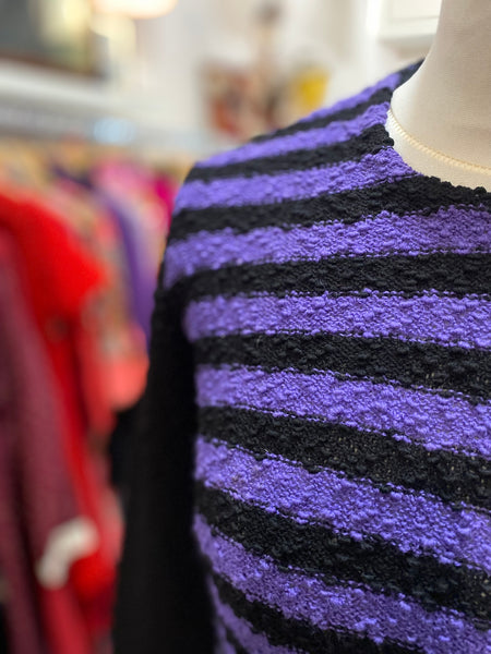 Abito 60s righe viola e nero