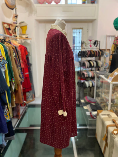 Abito 80s bordeaux colletto