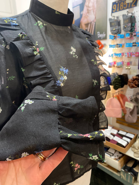 Camicia rouches fiorellini