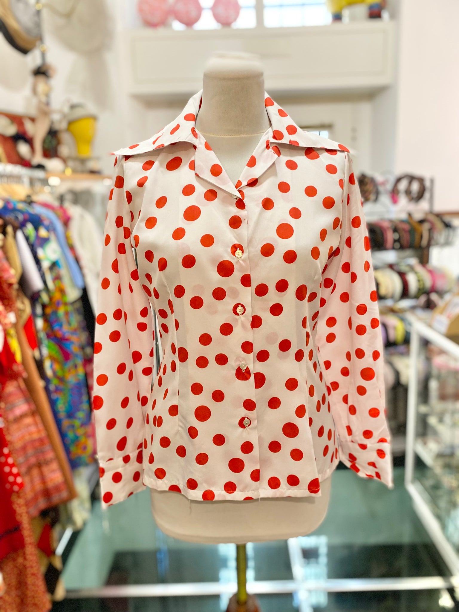Camicia 70s pois rosso