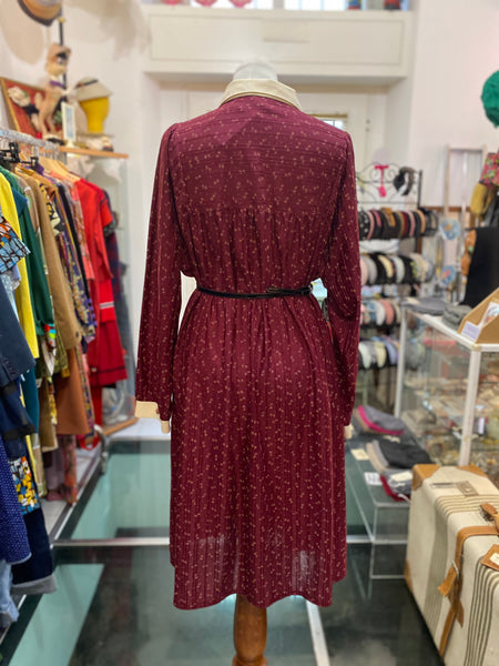 Abito 80s bordeaux colletto