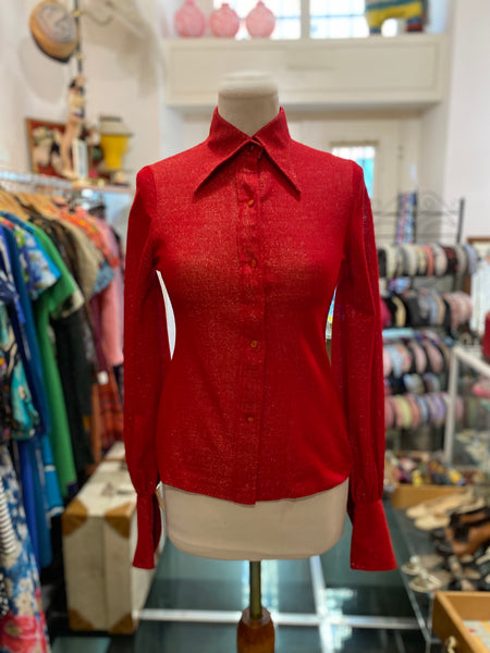 Camicia 70s lurex rosso