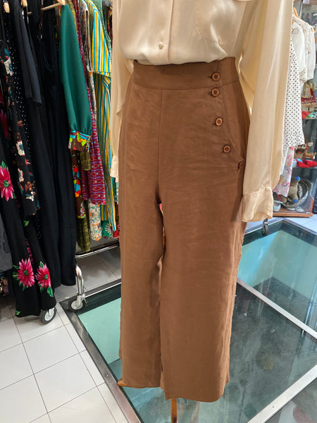 Pantaloni puro lino cioccolato