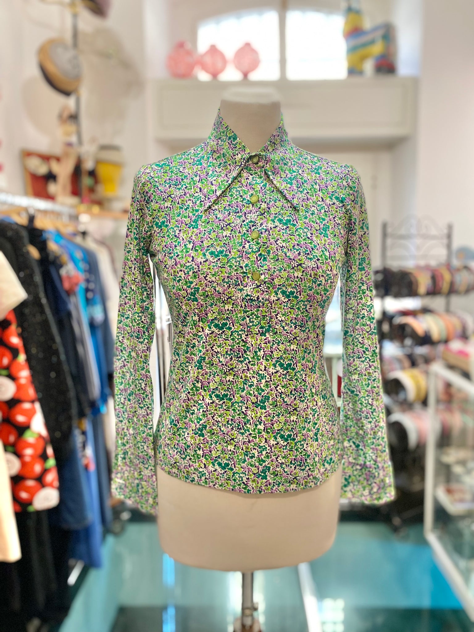 Camicia 70s verde viola