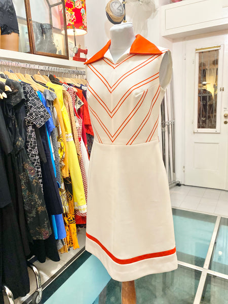 Abito 70s bianco rosso