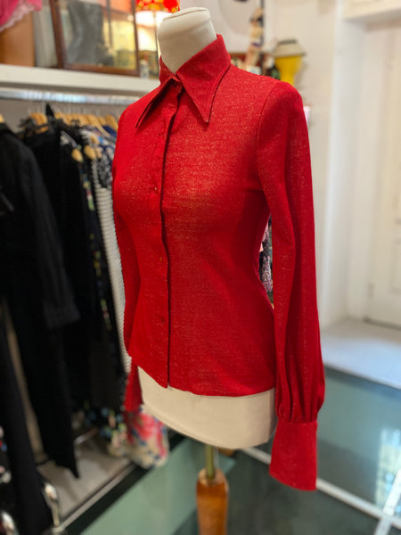 Camicia 70s lurex rosso