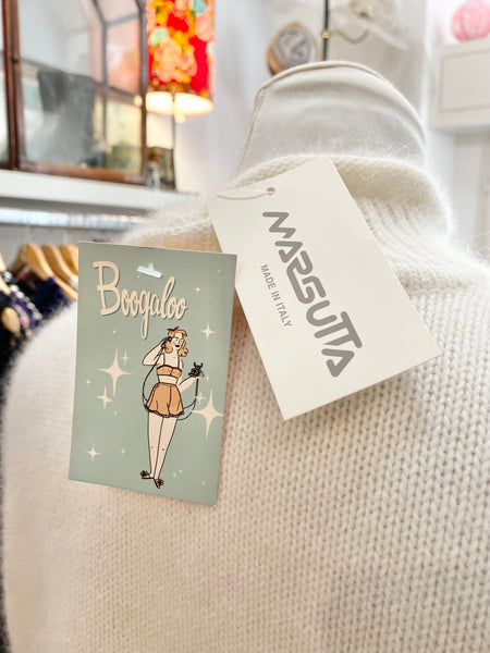 Maglione bianco misto angora