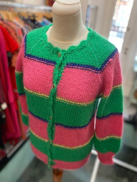 Cardigan fuxia verde