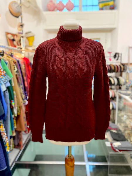 Maglione bordeaux trecce