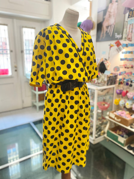 Abito giallo pois nero