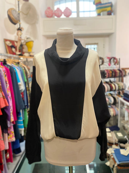 Blusa seta bianco nero