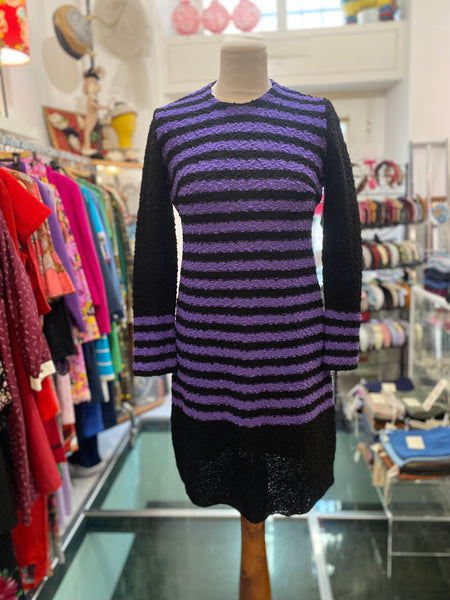 Abito 60s righe viola e nero