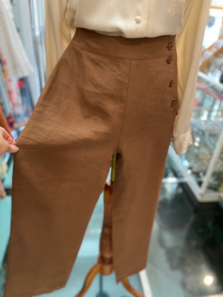 Pantaloni puro lino cioccolato
