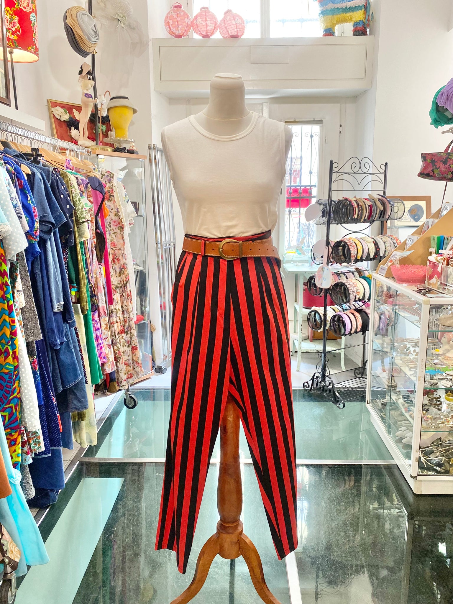 Pantaloni righe rosso nero